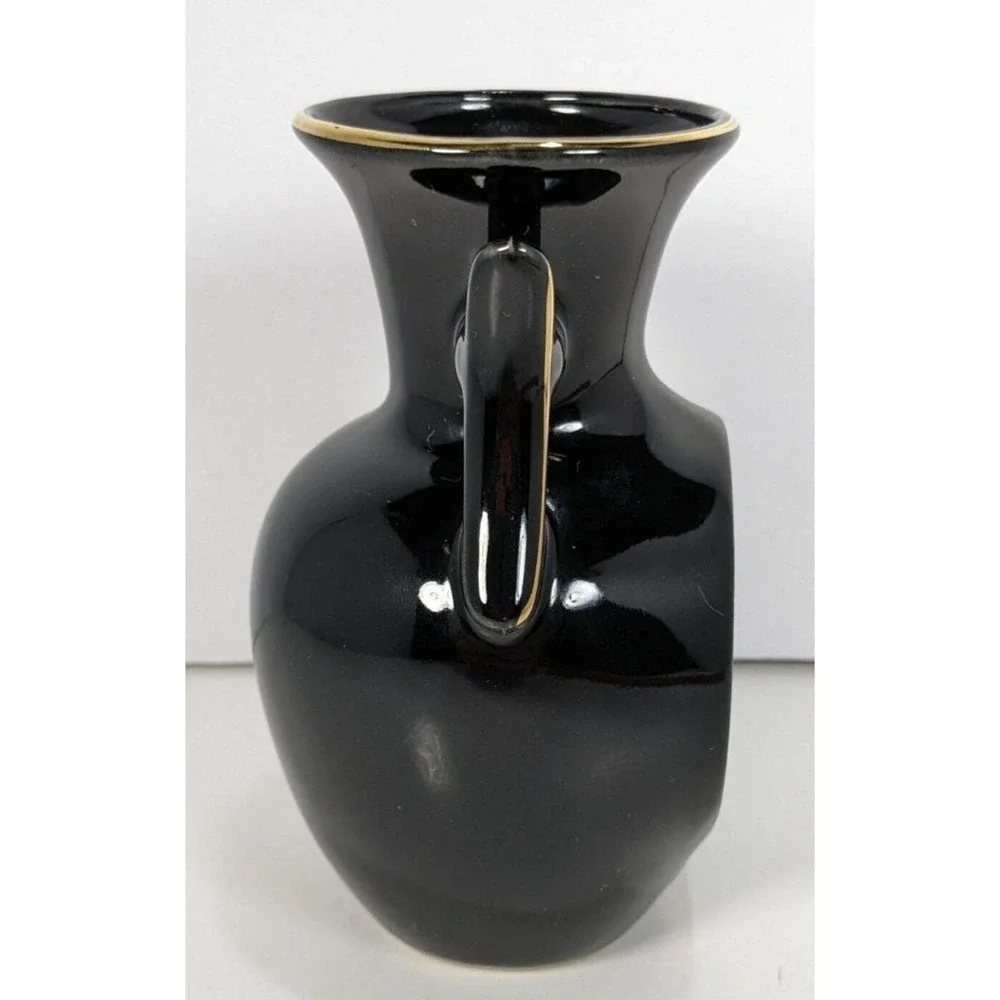 Art of Chokin Dolphin Mini Vase Black Gold Japan 5